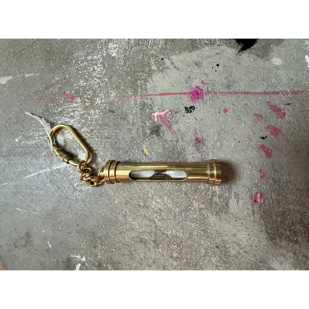 Gold Brass Hour Glass Key keychain, Collectible Gift